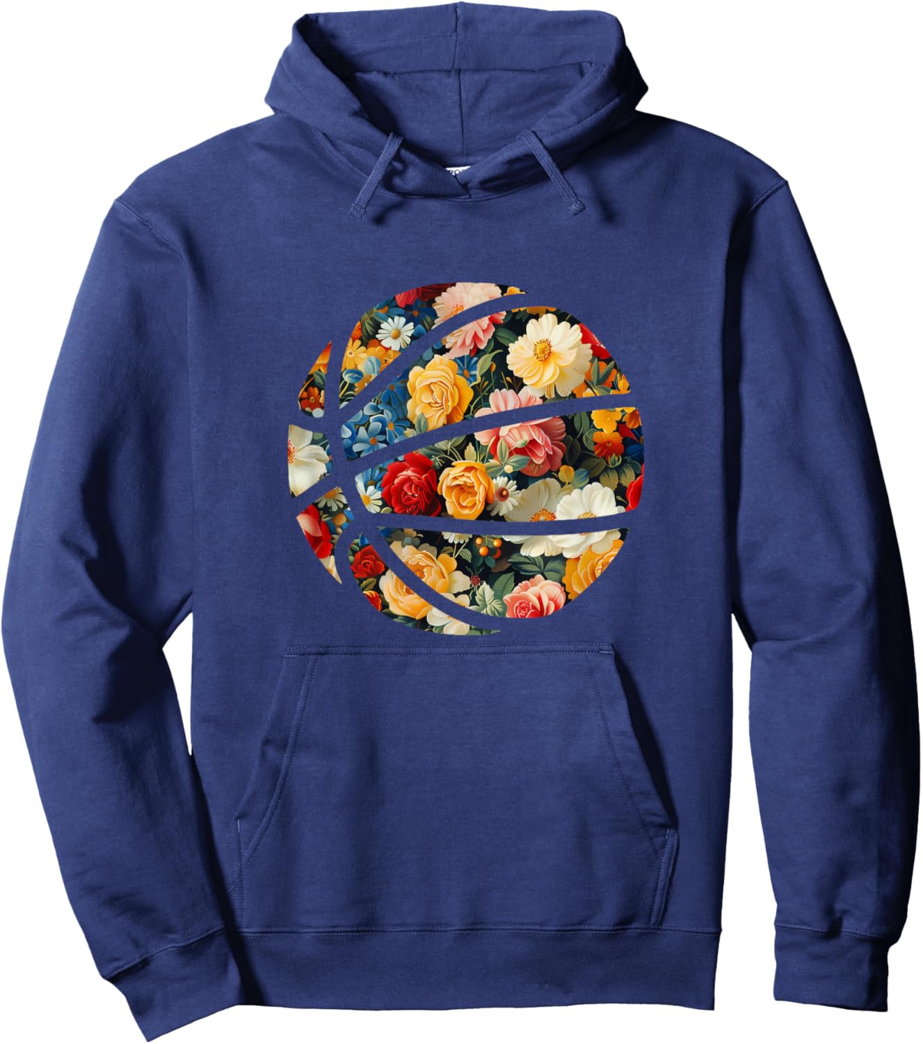 Basketball Silhouette Flowers Botanical Floral Hoodie - Hoodie | Navy