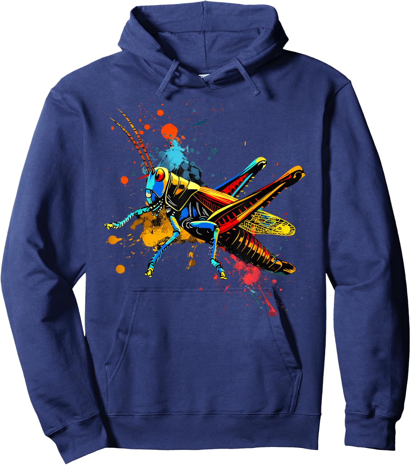 Cool Grasshopper on colorful painted Grasshopper Hoodie - Hoodie | Navy