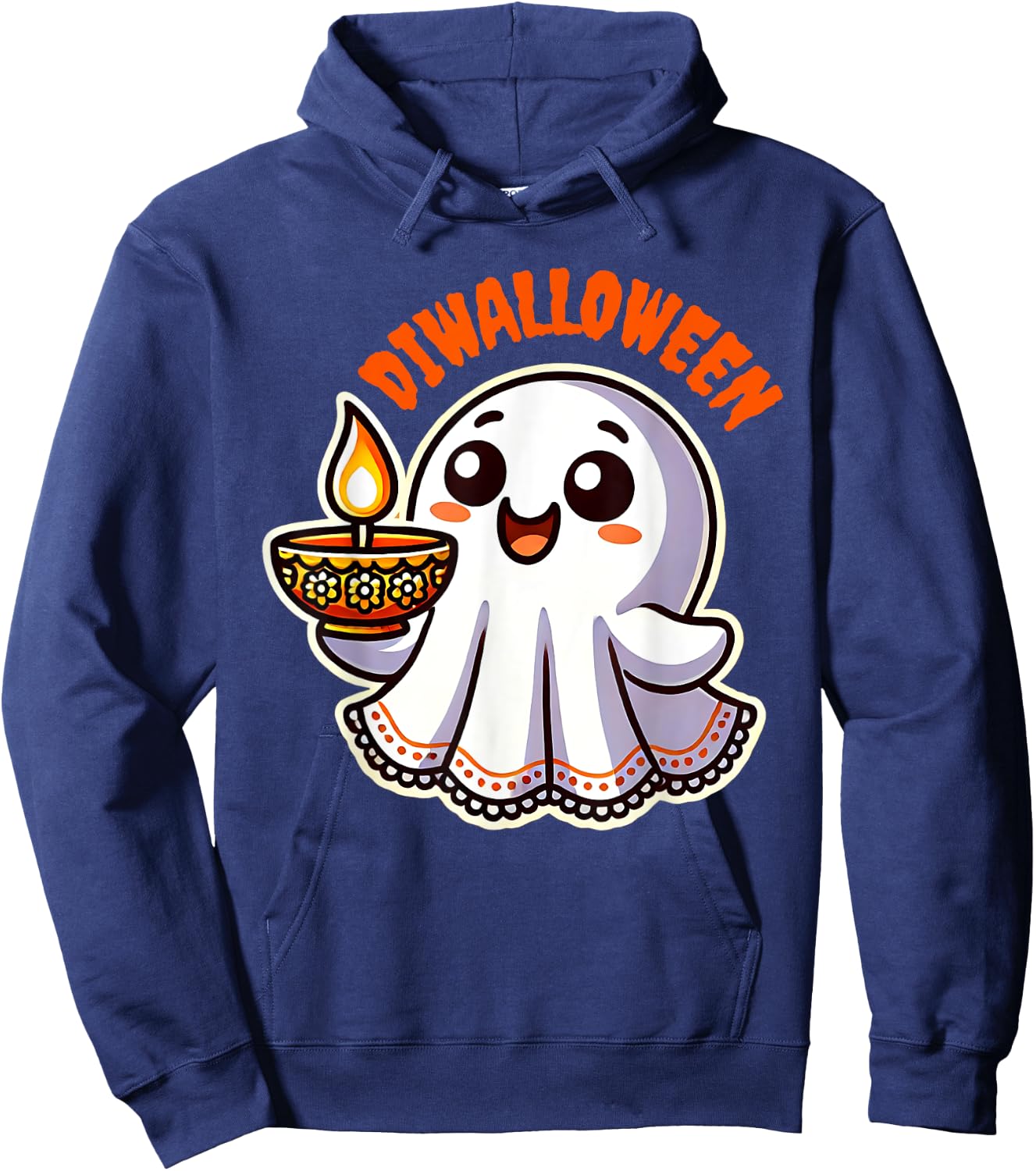 Fun Boo Ghost Lantern Diwali Deepavali Halloween Diwalloween Hoodie - Hoodie | Navy