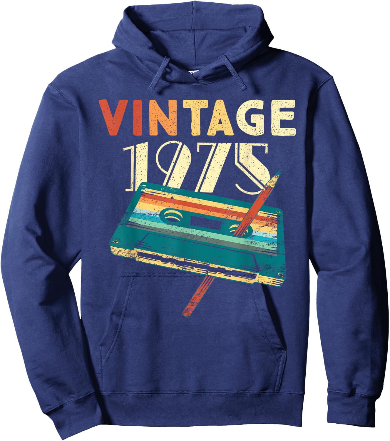50 Years Old Gifts Vintage 1975 Music Cassette 50th Birthday Hoodie - Hoodie | Navy