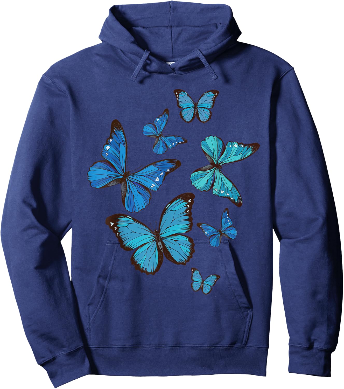 Blue Morpho Butterfly Swarm Lepidoptera Lover Entomologist Hoodie - Hoodie | Navy