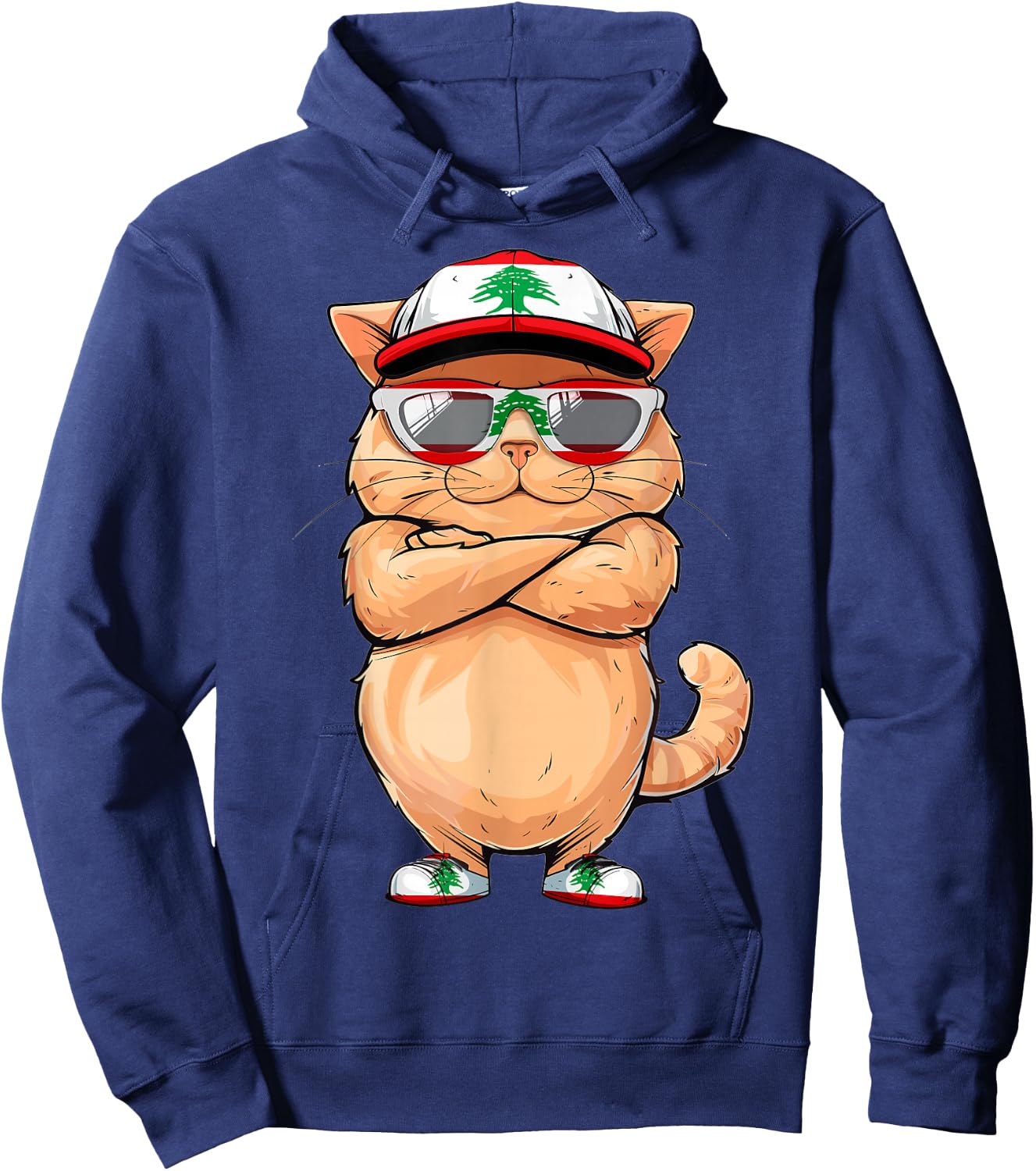 Lebanese Flag Cat Mom Souvenirs Products Kitten Lebanon Hoodie - Hoodie | Navy