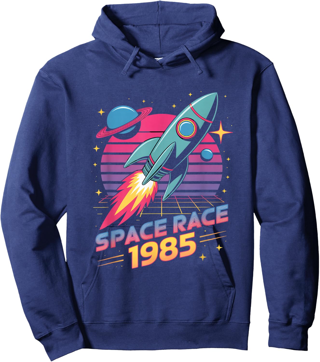 Space Race 1985 Retro Rocket Eighties Space Hoodie - Hoodie | Navy