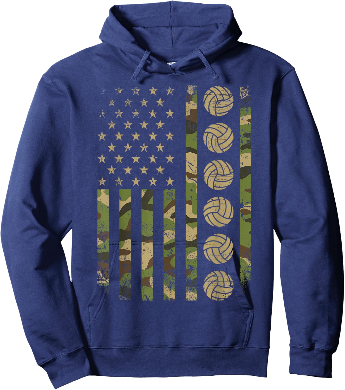 Patriotic Volleyball Player Camo American Flag Volleyball Hoodie - Hoodie | Navy