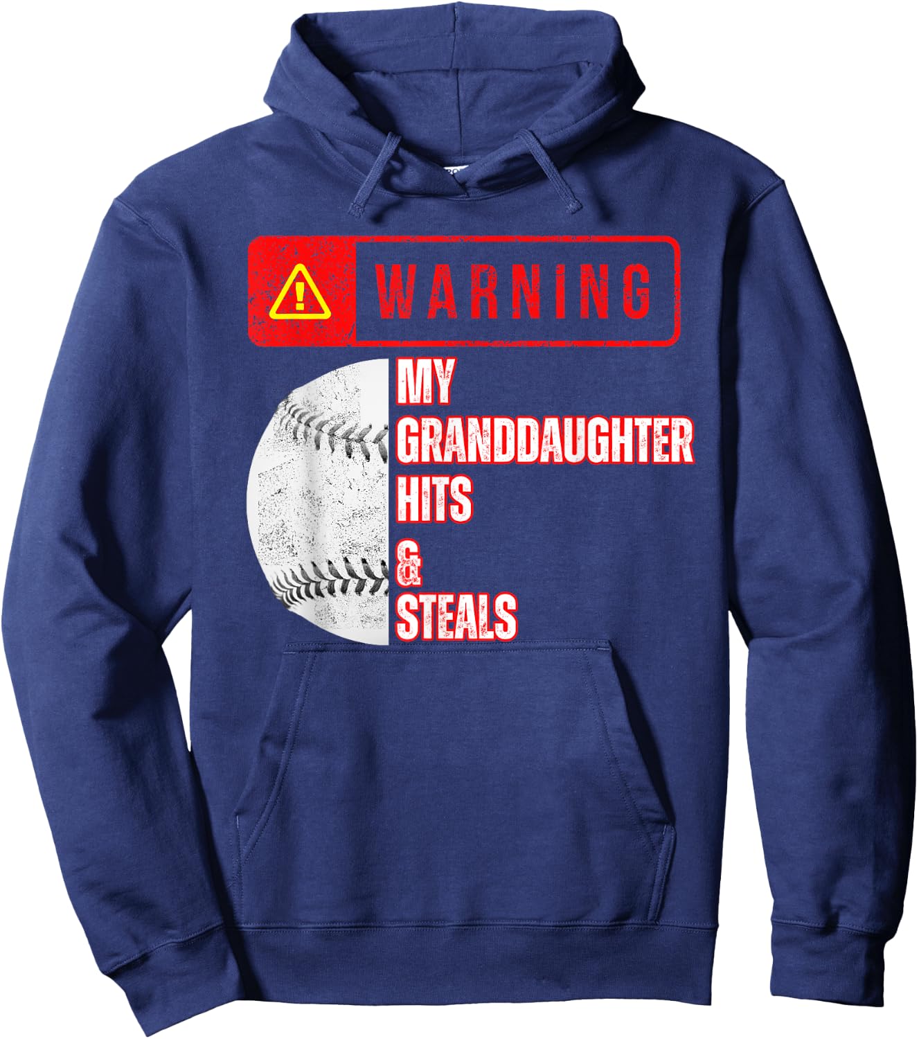 Warning My Granddaughter Hits & Steals Funny Baseball Hoodie - Hoodie | Navy