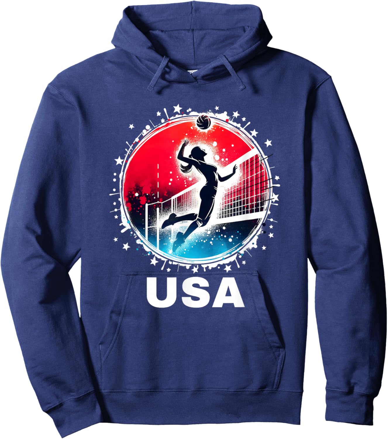 Volleyball USA Go USA Team USA Flag Women Volleyball Hoodie - Hoodie | Navy