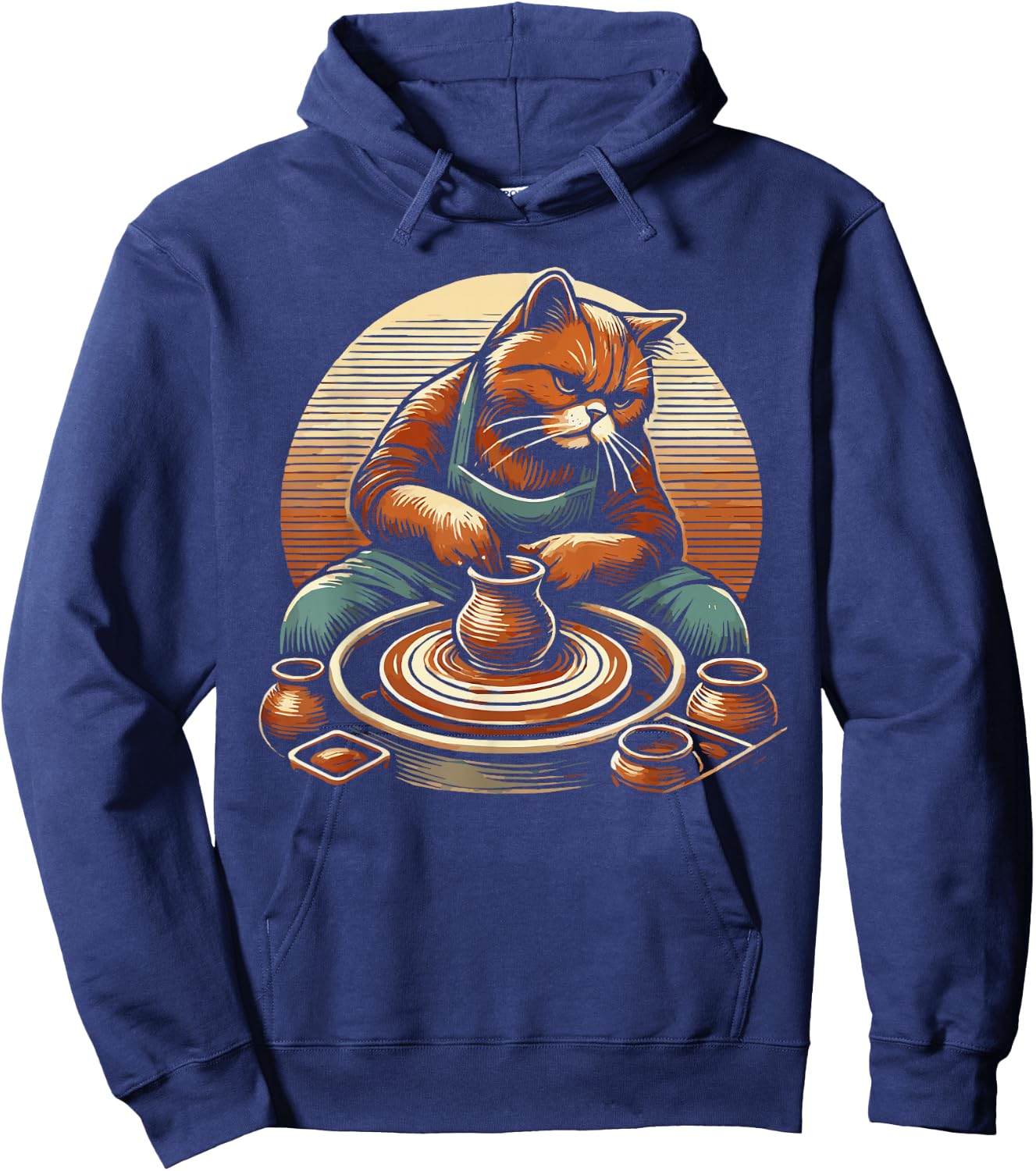 Cat Pottery Ceramics Clay Potter Kiln Pot Making Hoodie - Hoodie | Navy