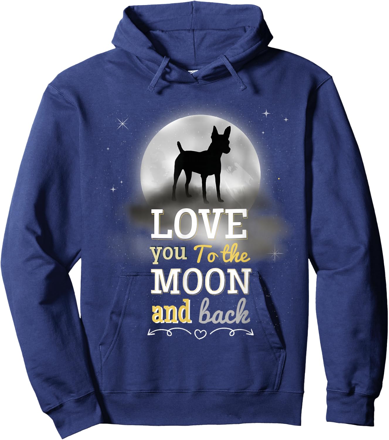 American Toy Fox Terrier Dog Love To The Moon Hoodie - Hoodie | Navy