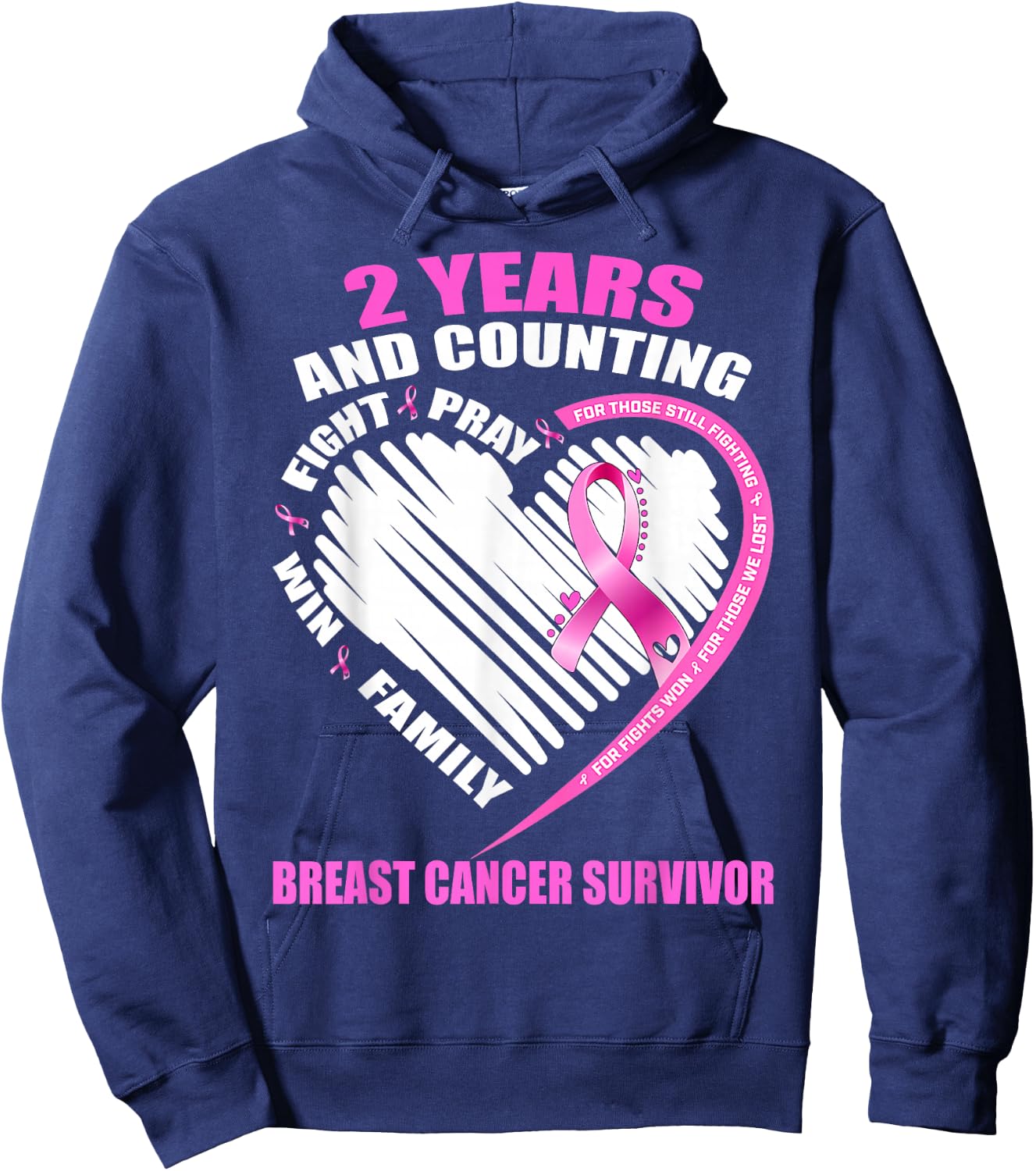 2 Years Cancer Free Gifts 2 Year Breast Cancer Survivor Hoodie - Hoodie | Navy