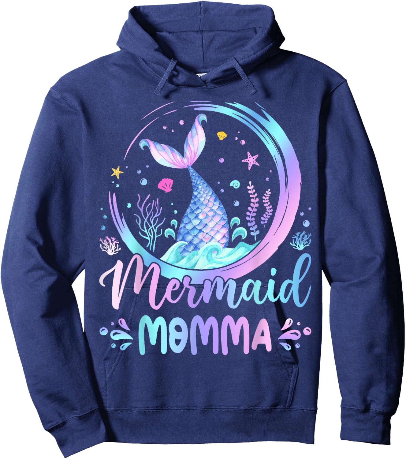 Mermaid Momma Family Matching Birthday Party Hoodie - Hoodie | Navy