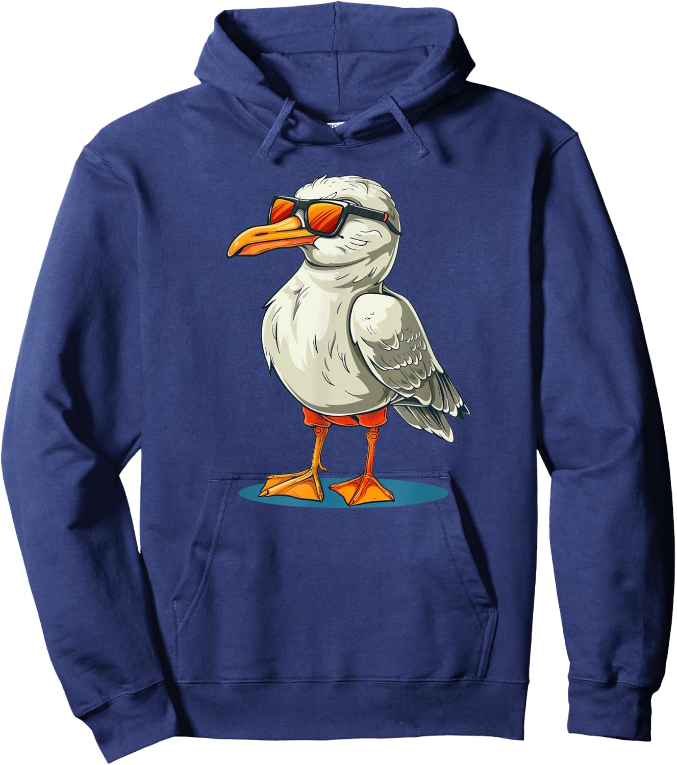 Funny Seagull in Shorts Outfit for Boys and Girls Hoodie - Hoodie | Navy