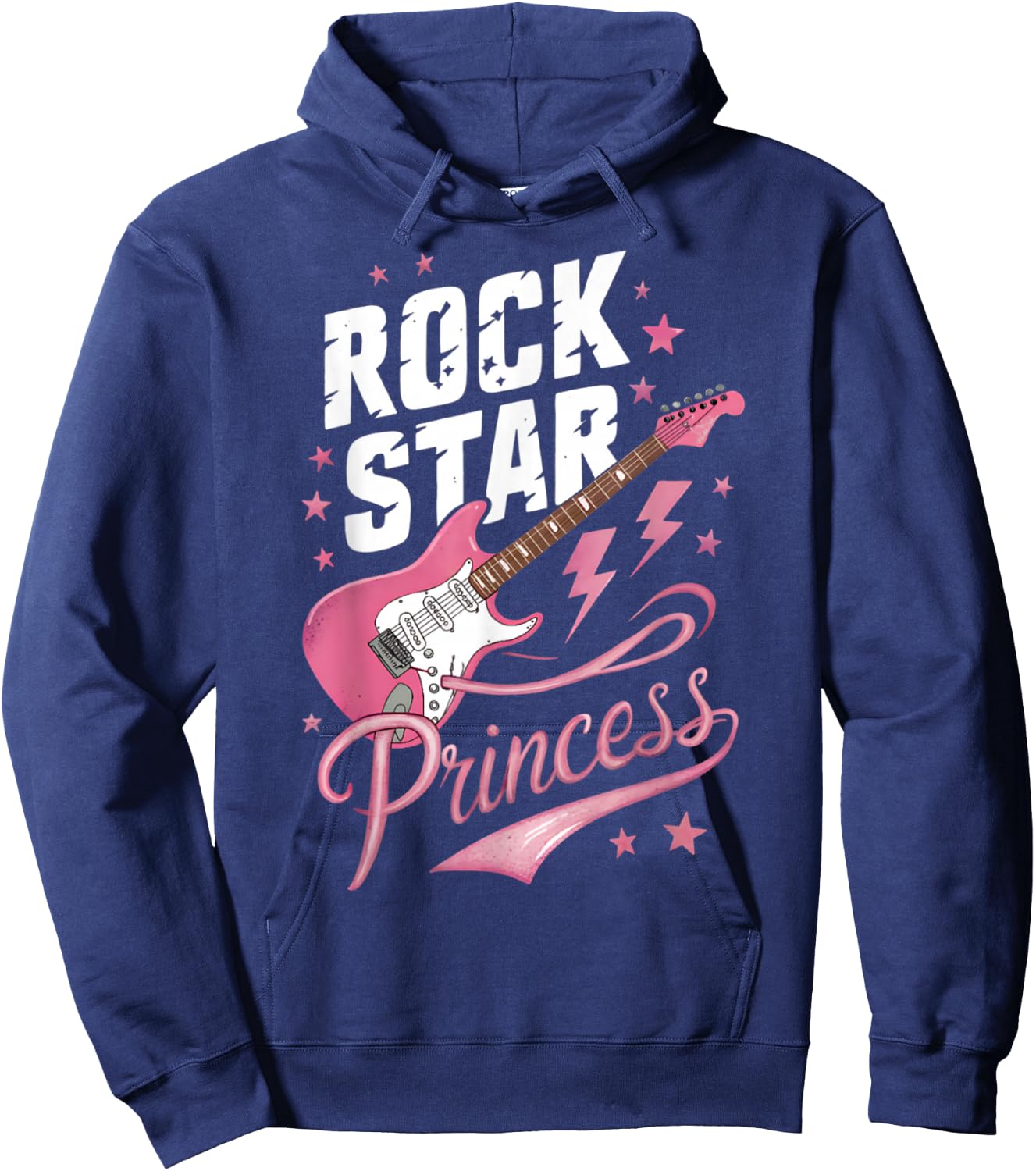 Girls Women's Teen Rock Star Princess Electric Guitar Design Hoodie - Hoodie | Navy