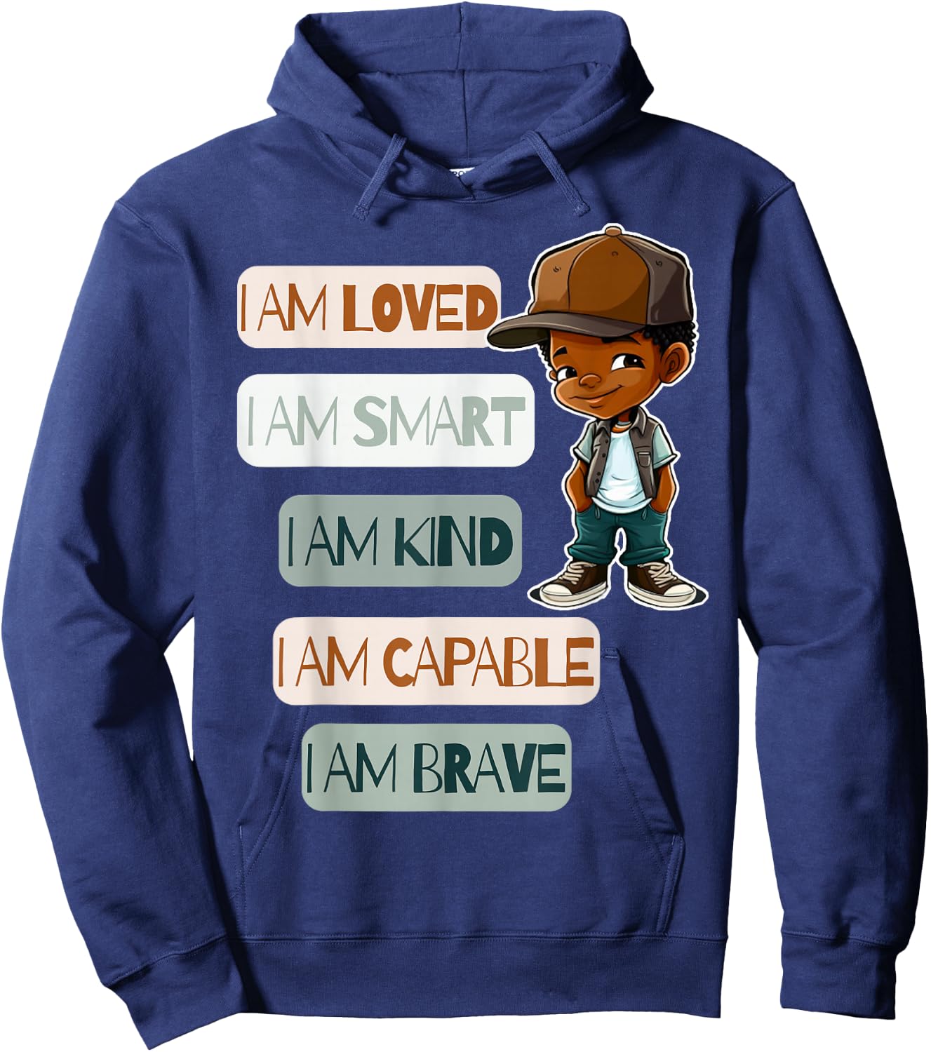 Positive Affirmations for African American Boys Hoodie - Hoodie | Navy