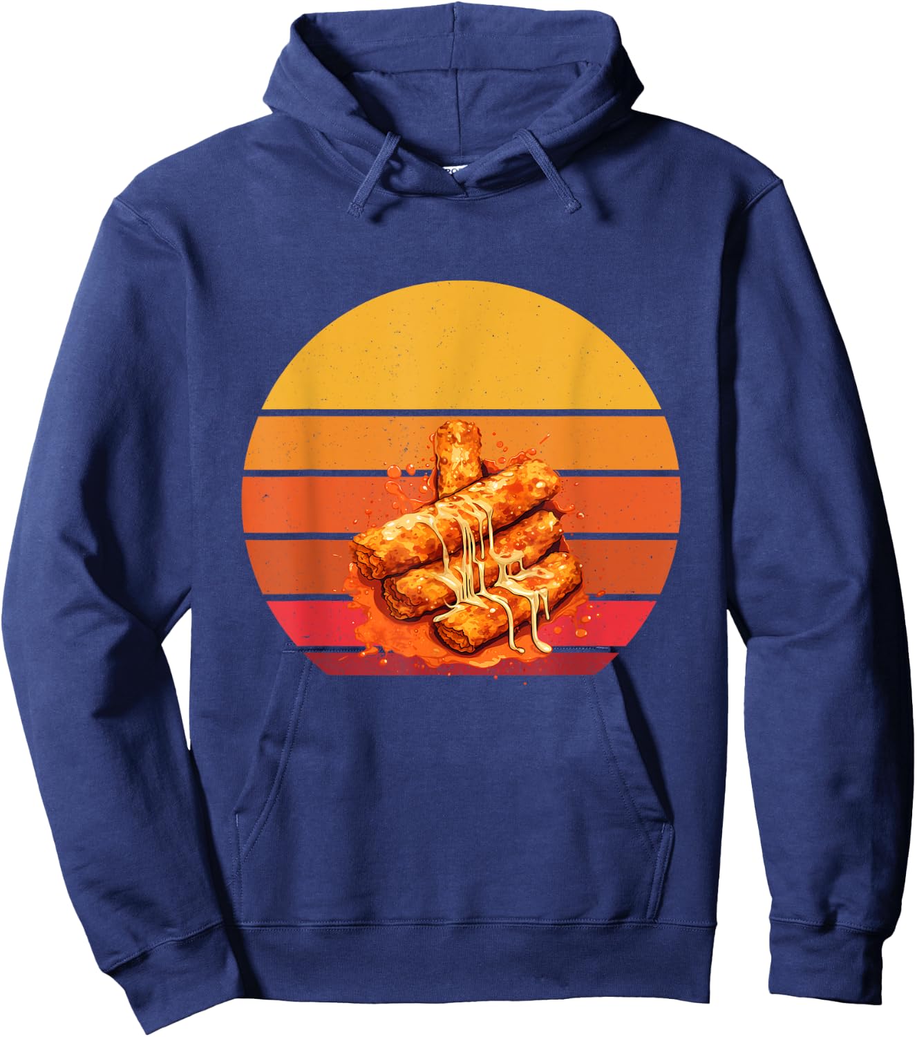 Mozzarella Sticks Retro Cheesy Mozzarella Sticks Lover Hoodie - Hoodie | Navy