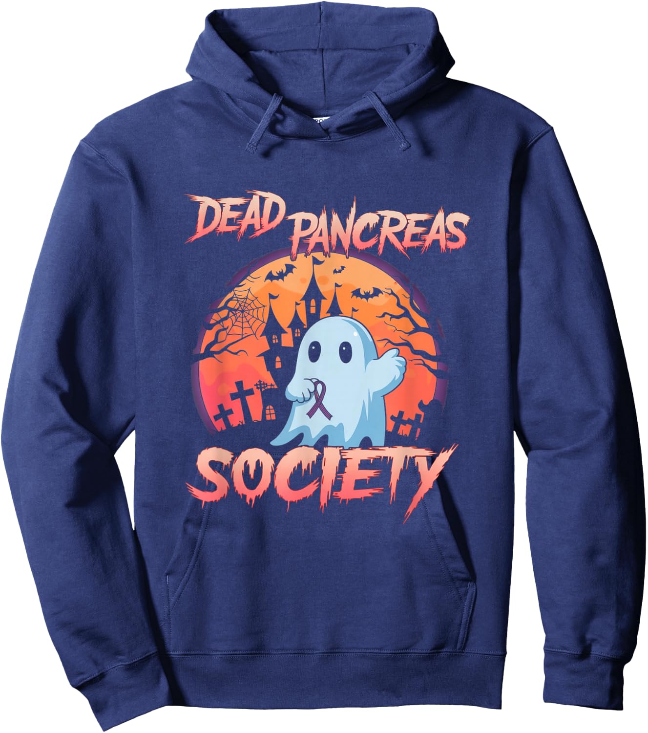 Diabetes Awareness Dead Pancreas Society Ghost Halloween Hoodie - Hoodie | Navy