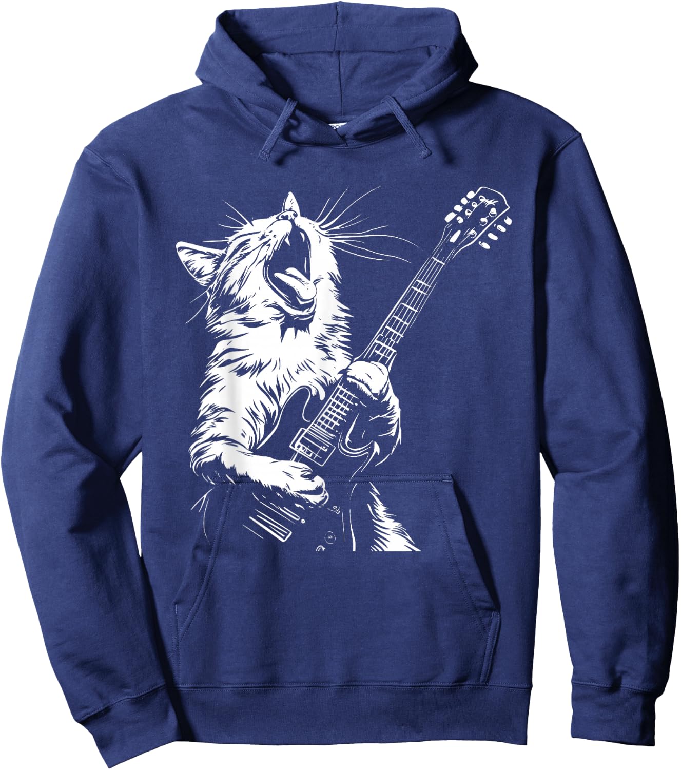 Funny Cat Playing Guitar Hoodie - Hoodie | Navy