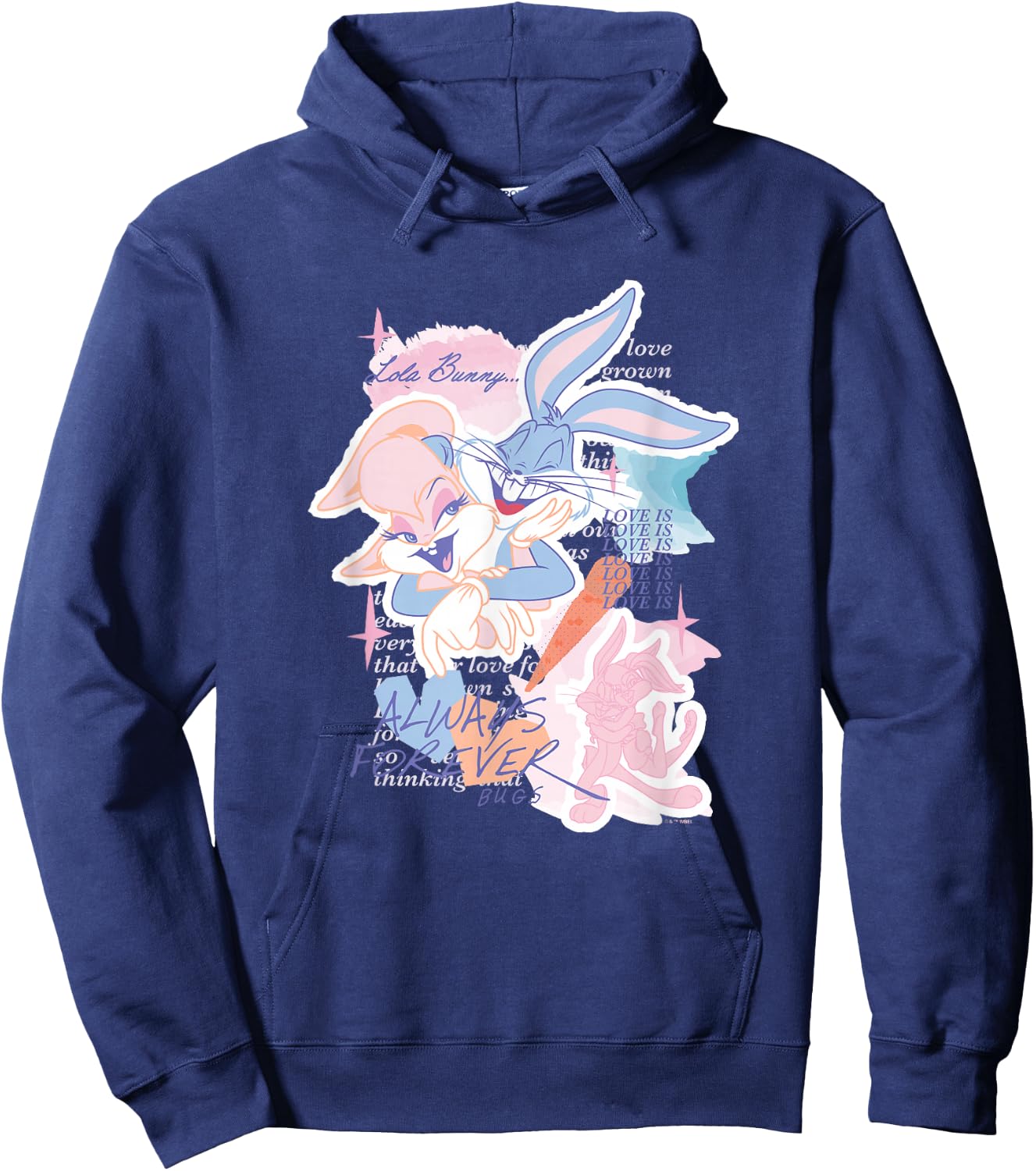 Looney Tunes Bugs Bunny Lola Bunny Always Forever Love Logo Hoodie - Hoodie | Navy
