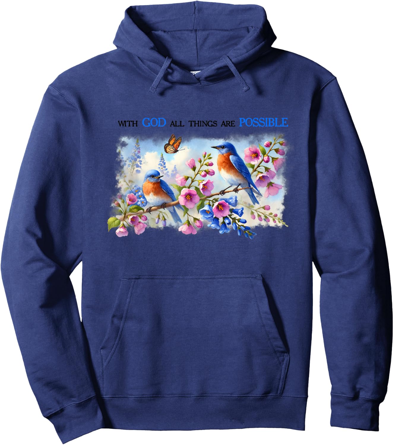 With God All The Things Are Possible Bird Jesus Bible Hoodie - Hoodie | Navy