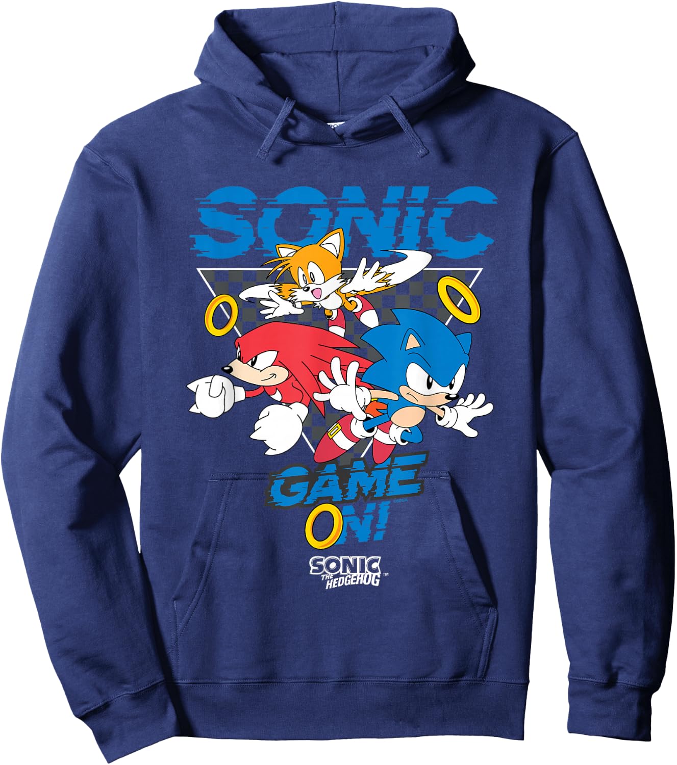 Sonic The Hedgehog Game On! Main Trio Retro Group Shot Hoodie - Hoodie | Navy