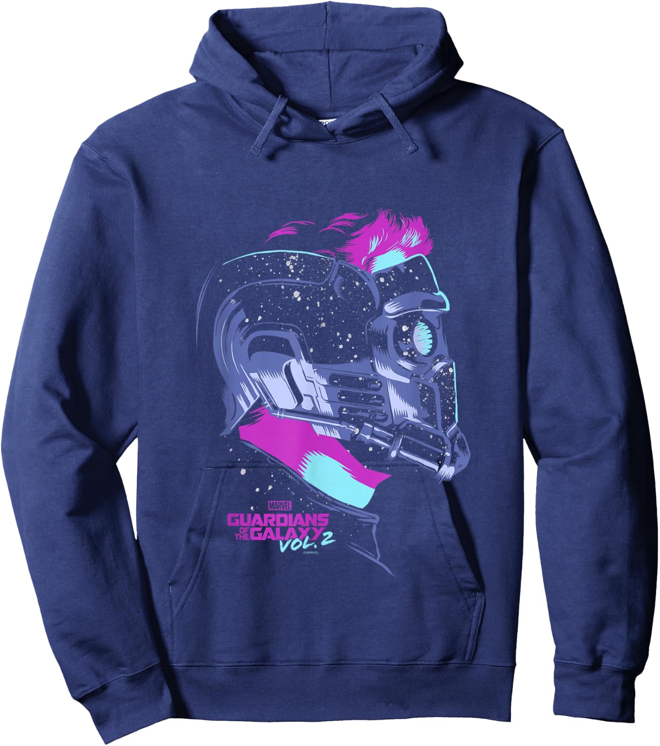 Marvel Guardians of The Galaxy Vol 2 Star-Lord Neon Profile Hoodie - Hoodie | Navy