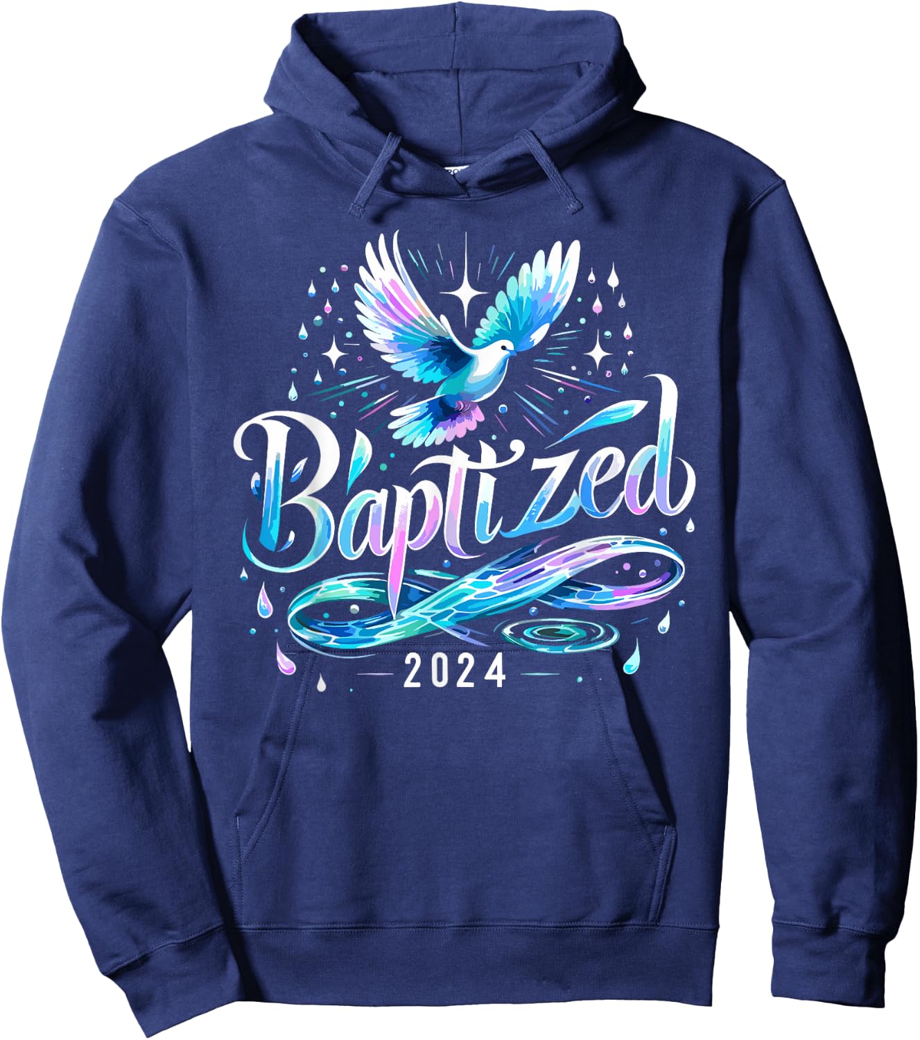 Baptized 2024 Shirt Christian Water Baptism Church Group Hoodie - Hoodie | Navy