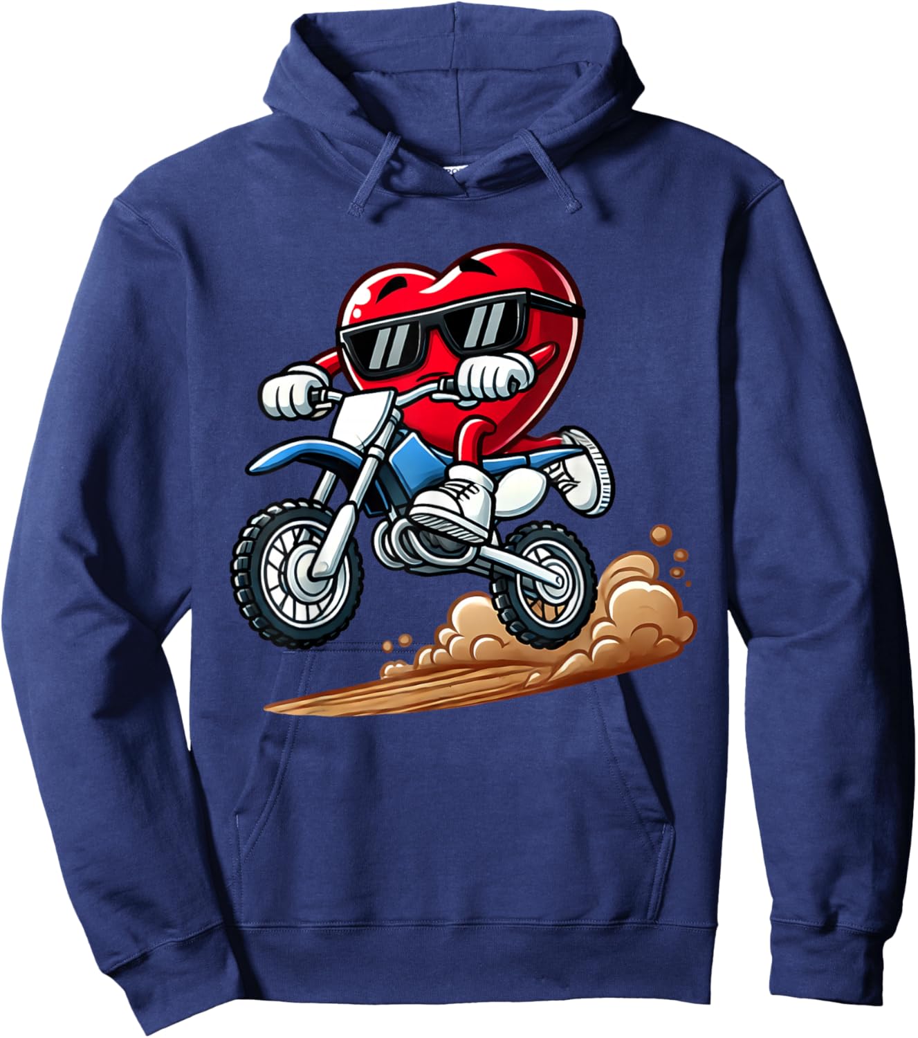 Valentine's Day Red Heart Dirt Bike Toddler Boys February Hoodie - Hoodie | Navy