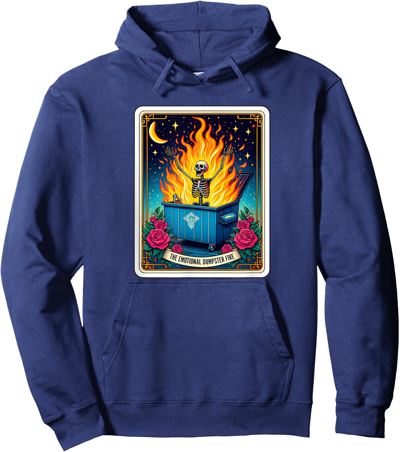 Emotional Dumpster Fire Skeleton t Card Funny Hoodie - Hoodie | Navy