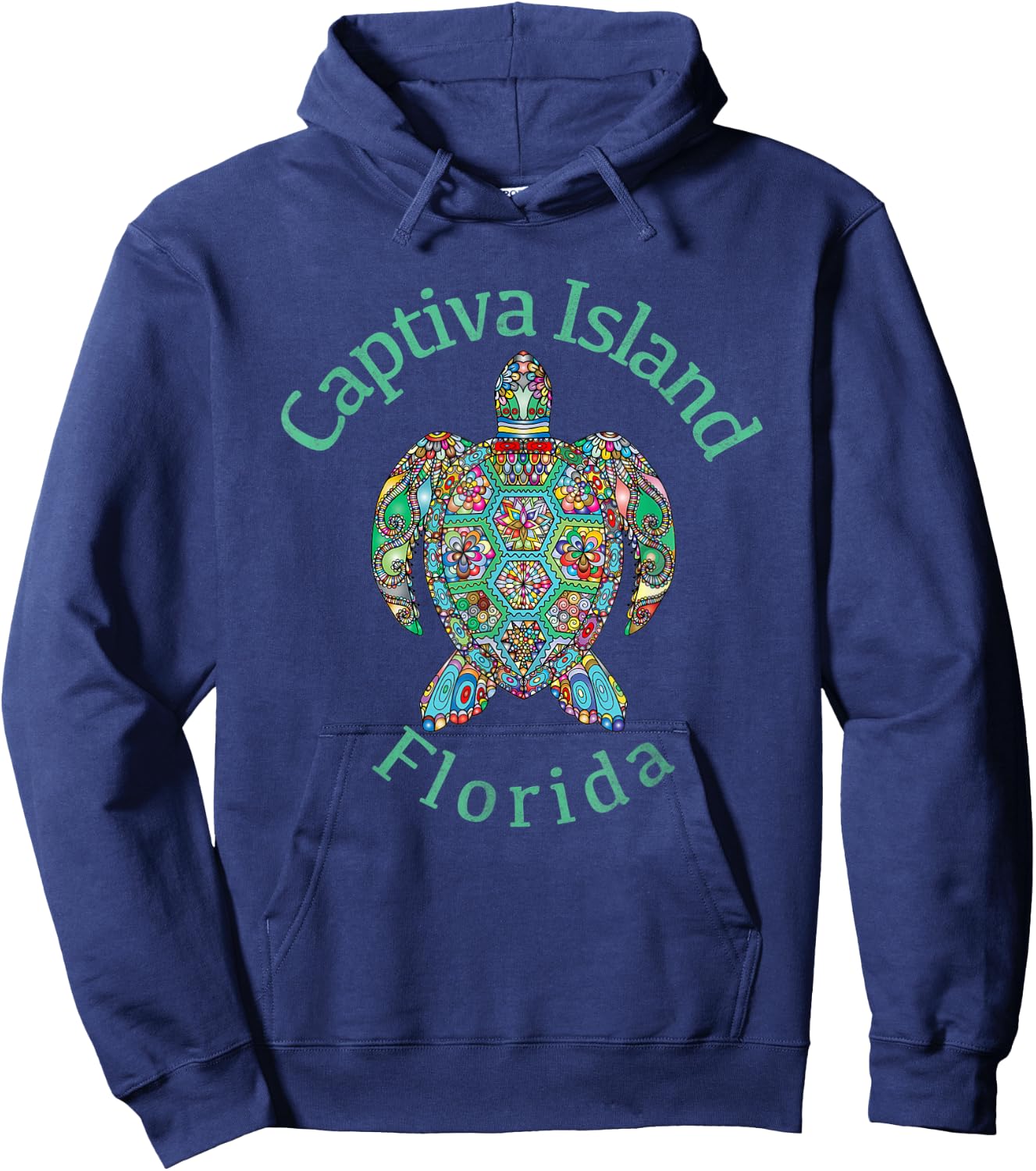 Captiva Island, Florida Tribal Turtle Gift Hoodie - Hoodie | Navy