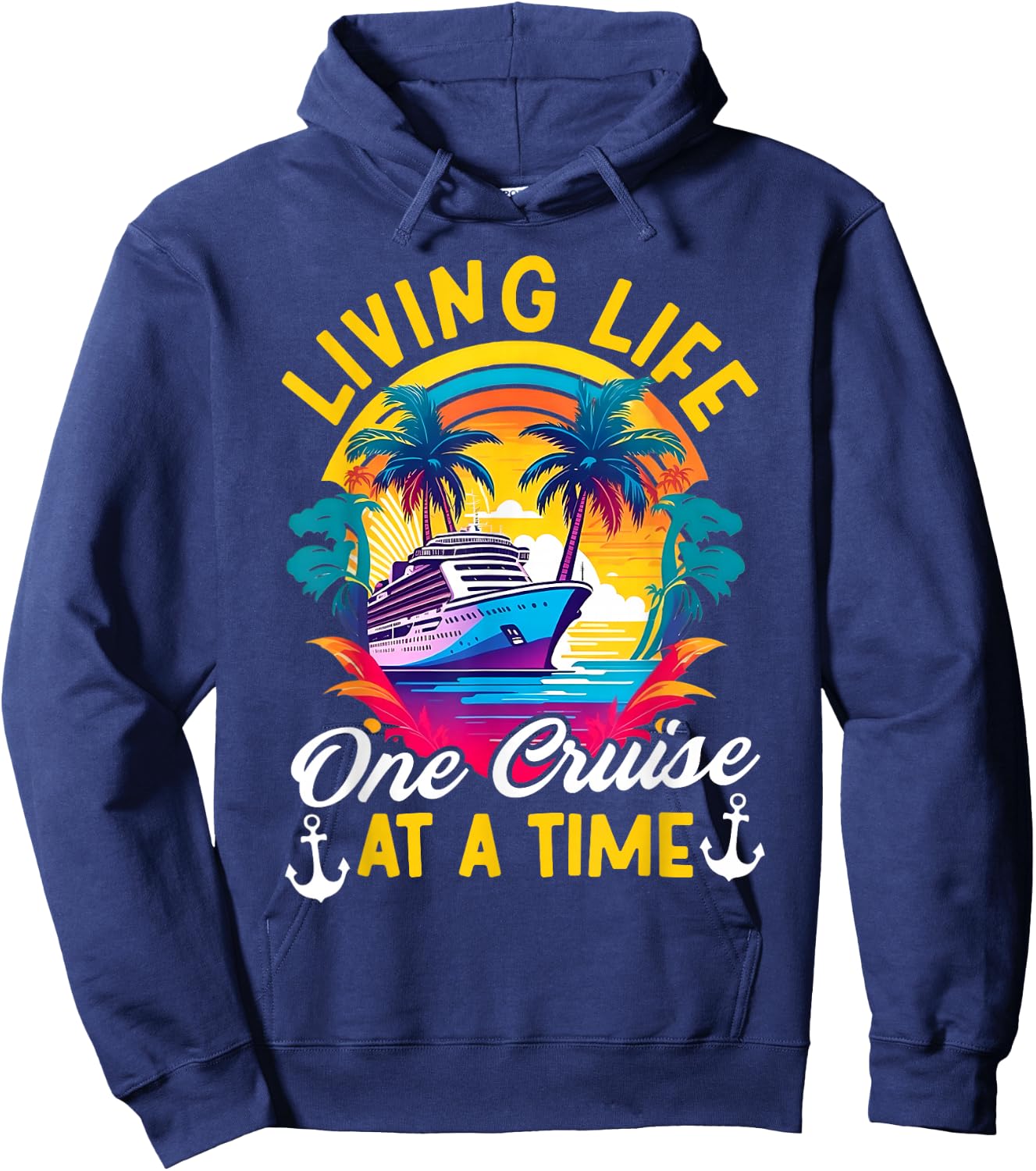 Living Life One Cruise At A Time Cruiser Summer Cruising Hoodie - Hoodie | Navy
