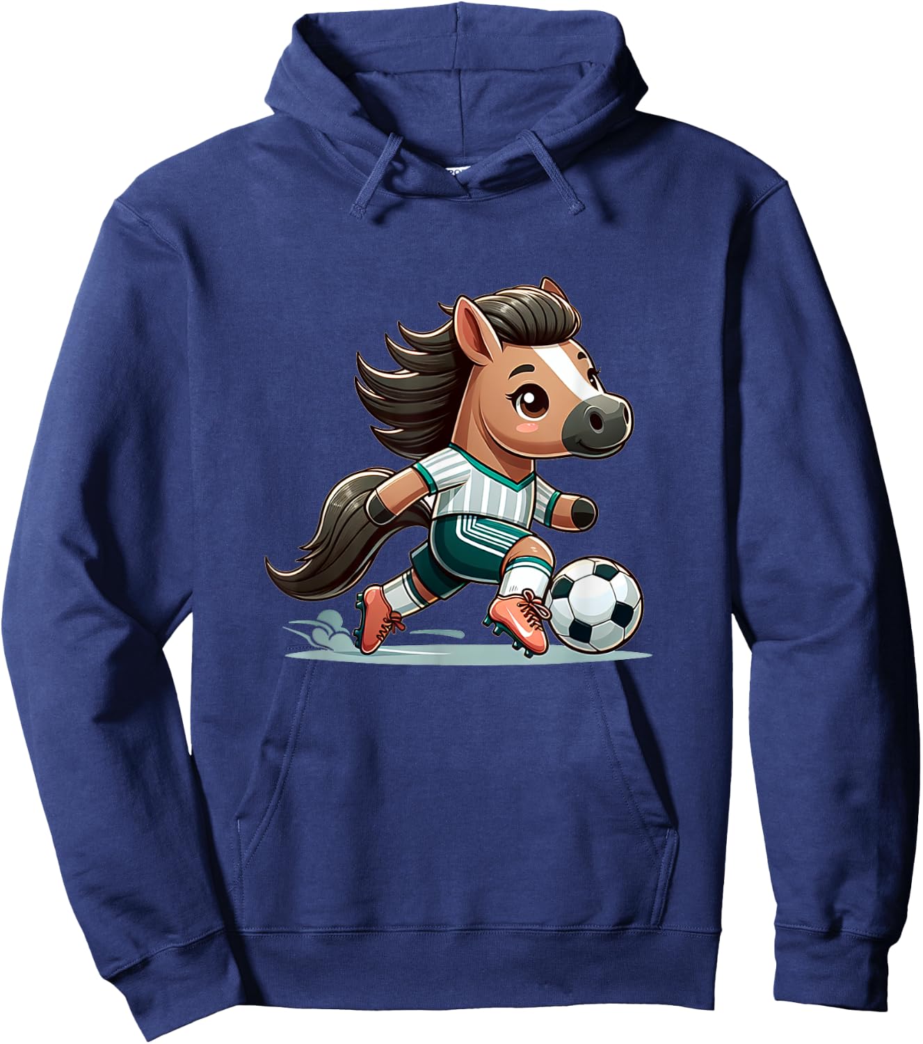 Cute Soccer Player Horse Hoodie - Hoodie | Navy