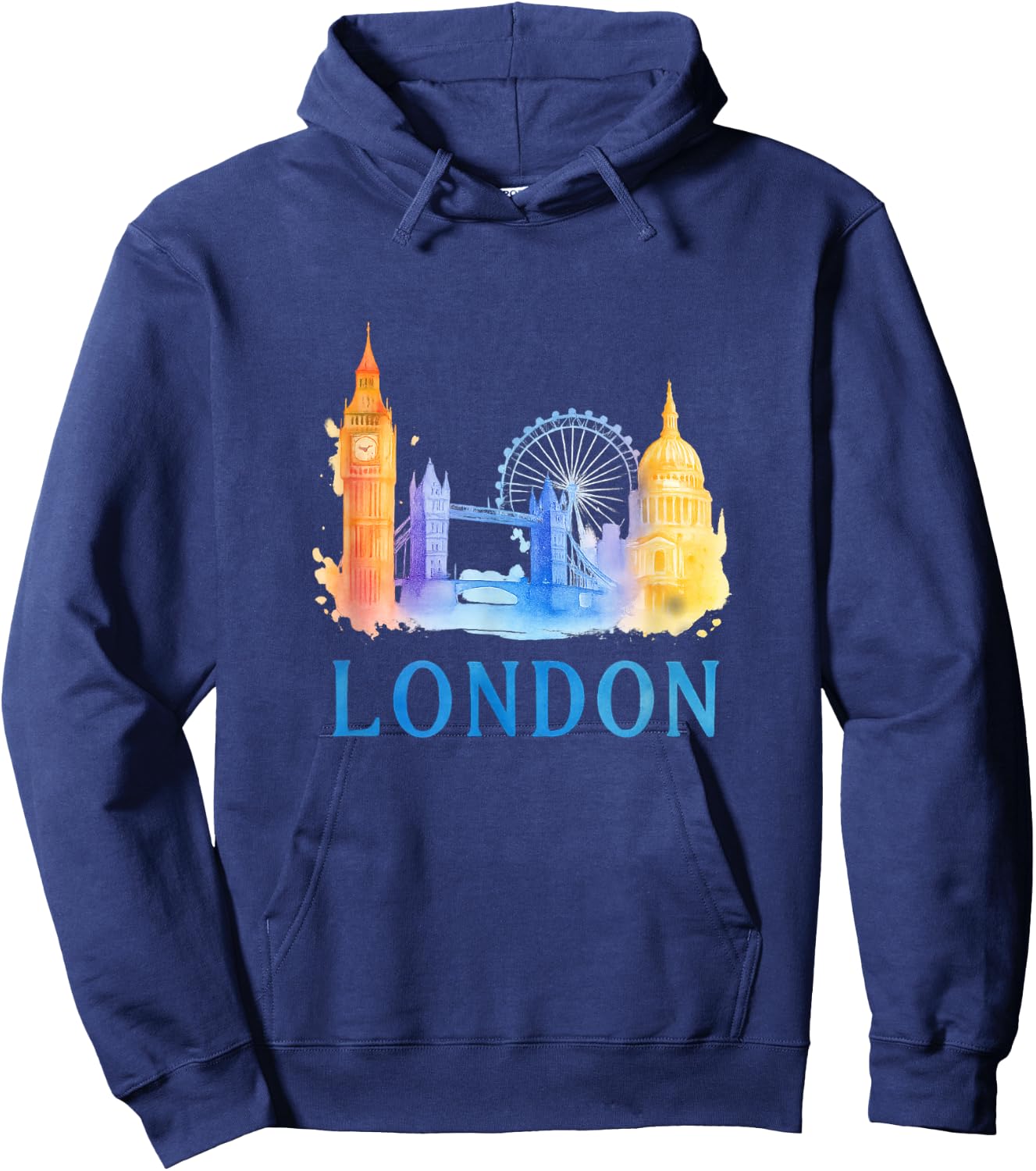 London Skyline–Big Ben-Tower Bridge-London Eye Hoodie - Hoodie | Navy