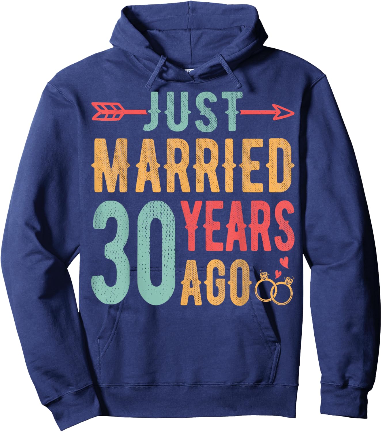 Just Married 30 Years Ago - 30th Wedding Anniversary Couple Hoodie - Hoodie | Navy