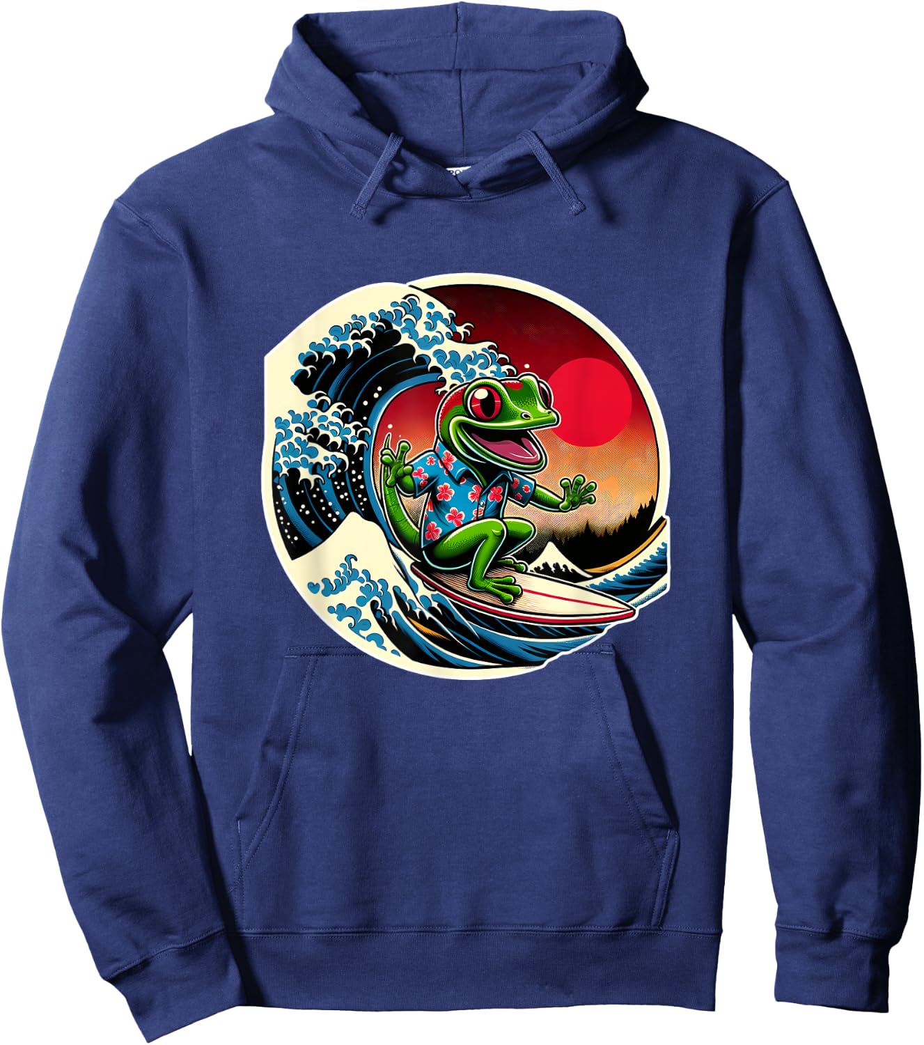 Great Wave Kanagawa Gecko Surfing Hoodie - Hoodie | Navy