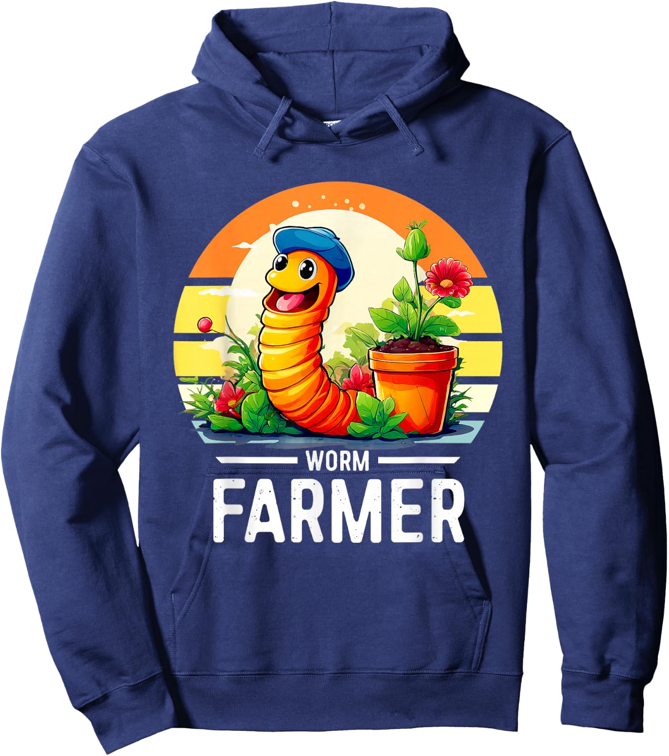 Groovy Worm Farmer | Vermiculture Vermicompost Worm Farmer Hoodie - Hoodie | Navy