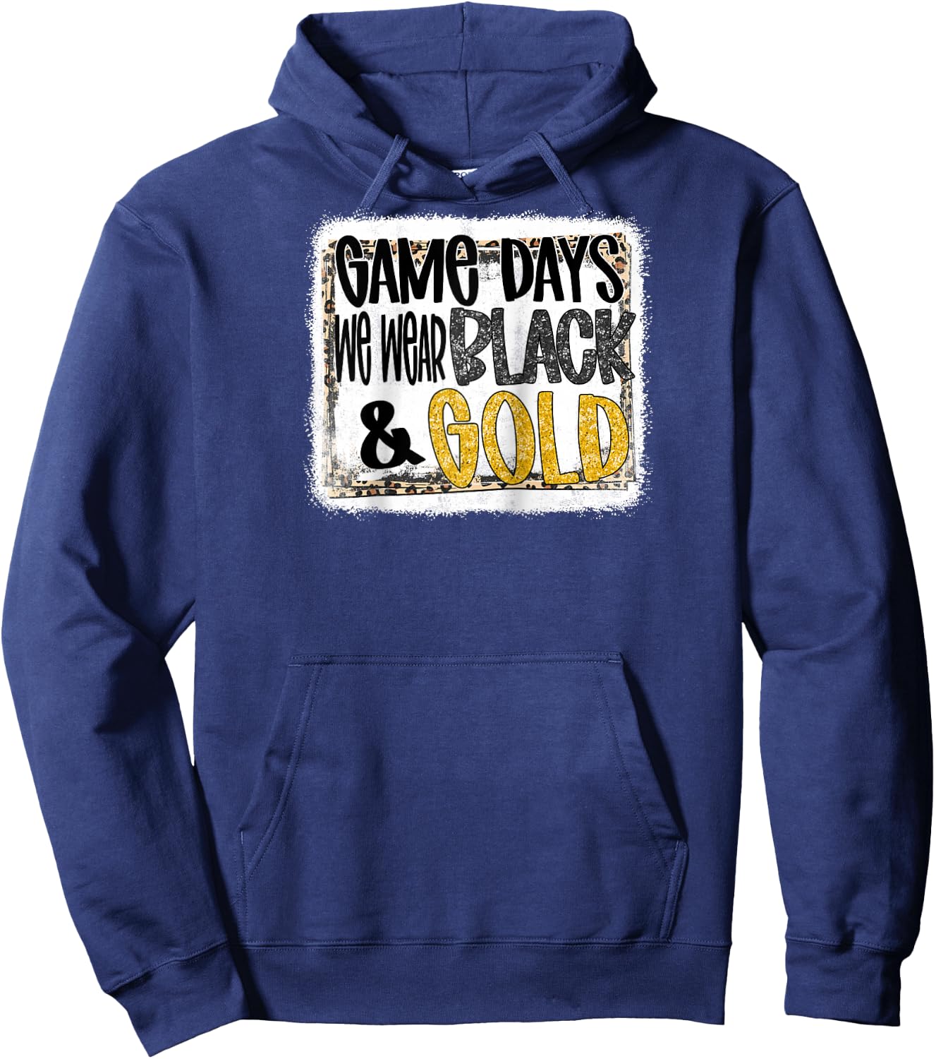 On Gameday Football We Wear Black And Gold School Spirit Raglan Baseball Hoodie - Hoodie | Navy