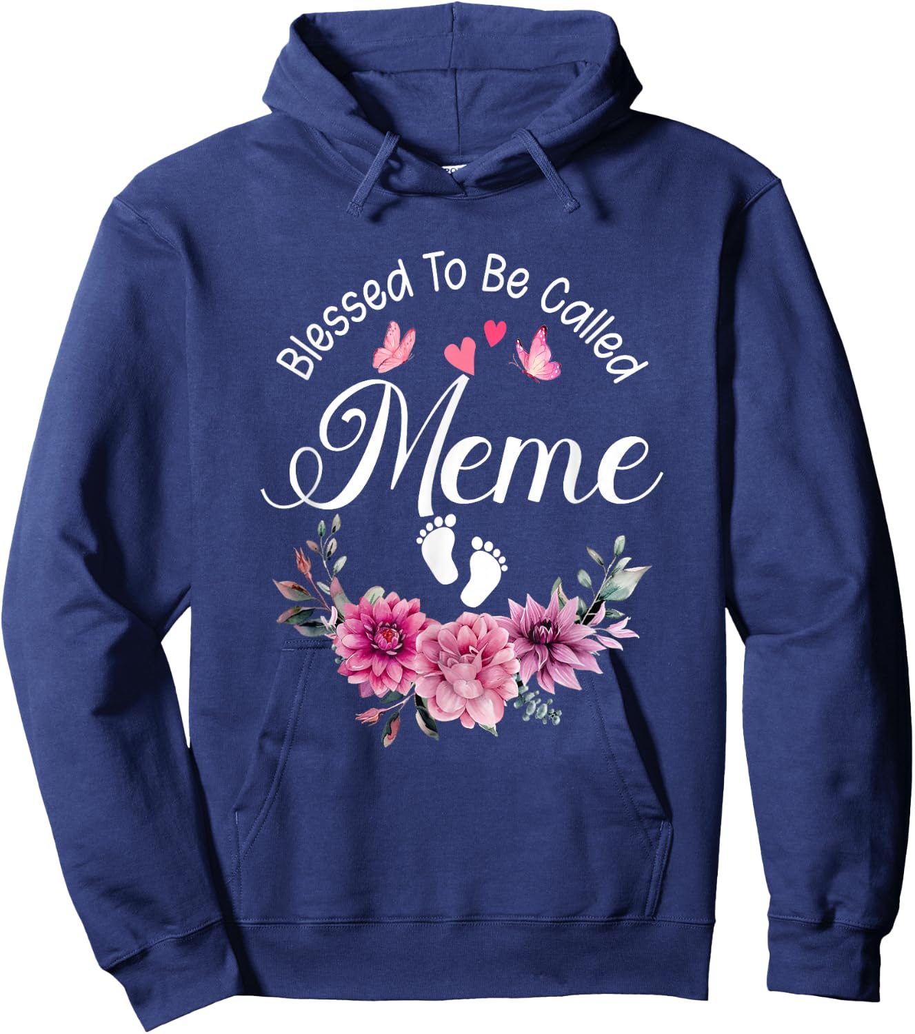 Blessed To Be Called Meme Women Floral Decor Meme Hoodie - Hoodie | Navy
