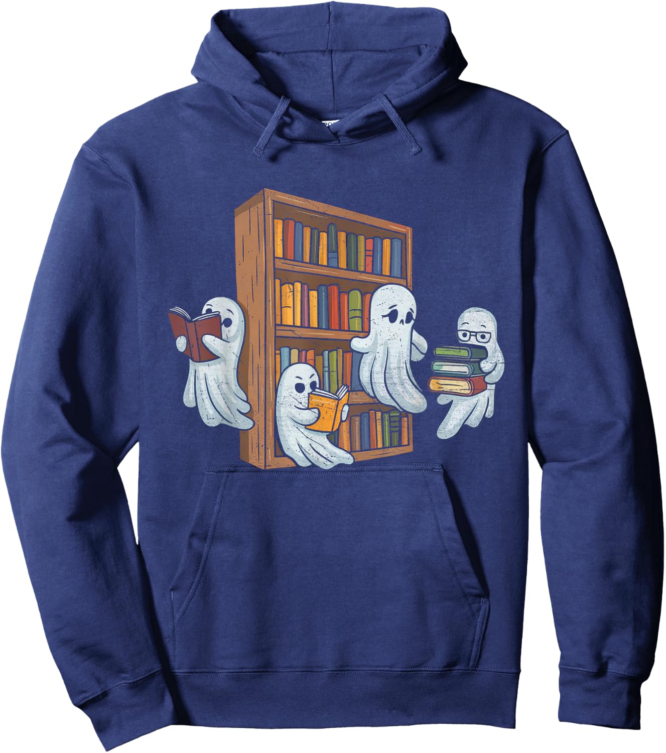 Ghosts Reading Books Teacher Halloween Librarian Book Lover Hoodie - Hoodie | Navy