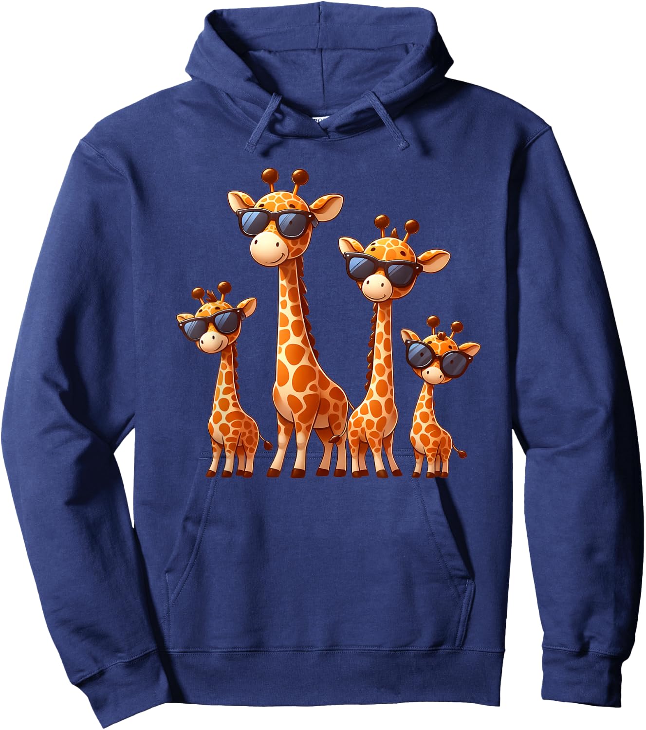 Giraffe Family Sunglasses Safari Zoo Lover Cartoon Giraffes Hoodie - Hoodie | Navy