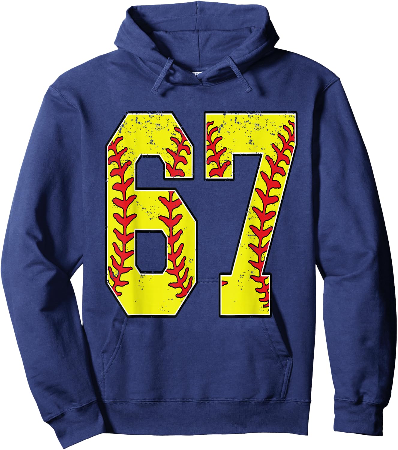 Number #67 Softball 67 Jersey Number Softball Lover Hoodie - Hoodie | Navy