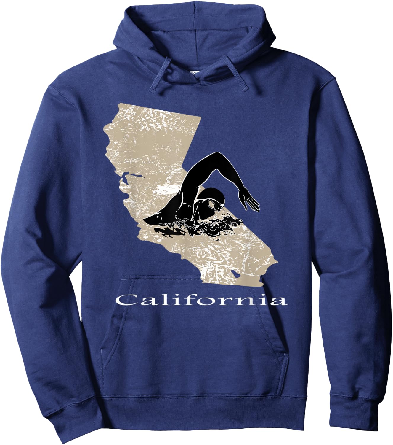 Swim Swimmer T shirt Funny Swimming Cap California State Hoodie - Hoodie | Navy
