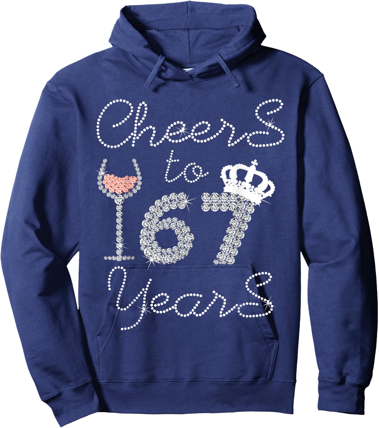 Queen Girl Drink Wine Cheers To 67 Years Old Happy Birthday Hoodie - Hoodie | Navy