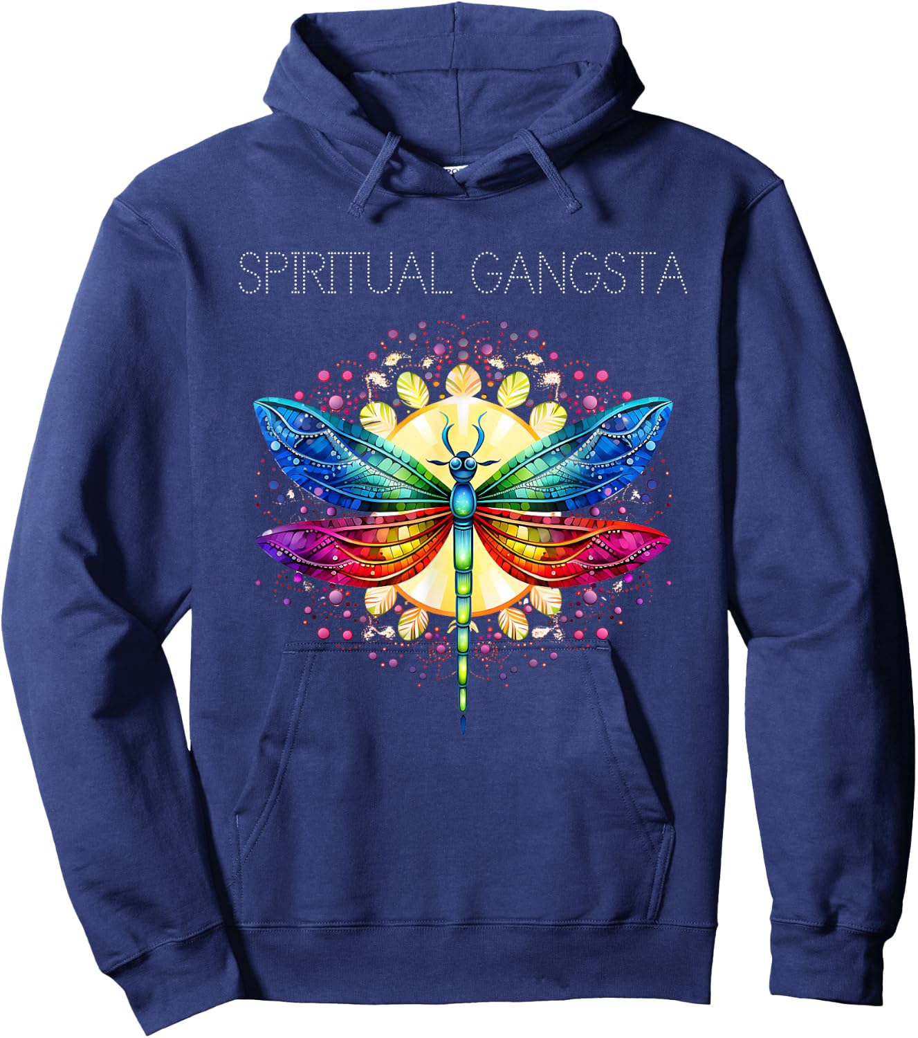 Spiritual Gangsta Dragonfly Yoga Meditation Mandala Hoodie - Hoodie | Navy