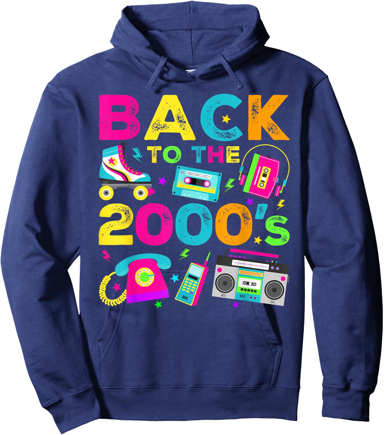 Back To 2000's 2000s Vintage Style 2000s Retro Party Hoodie - Hoodie | Navy