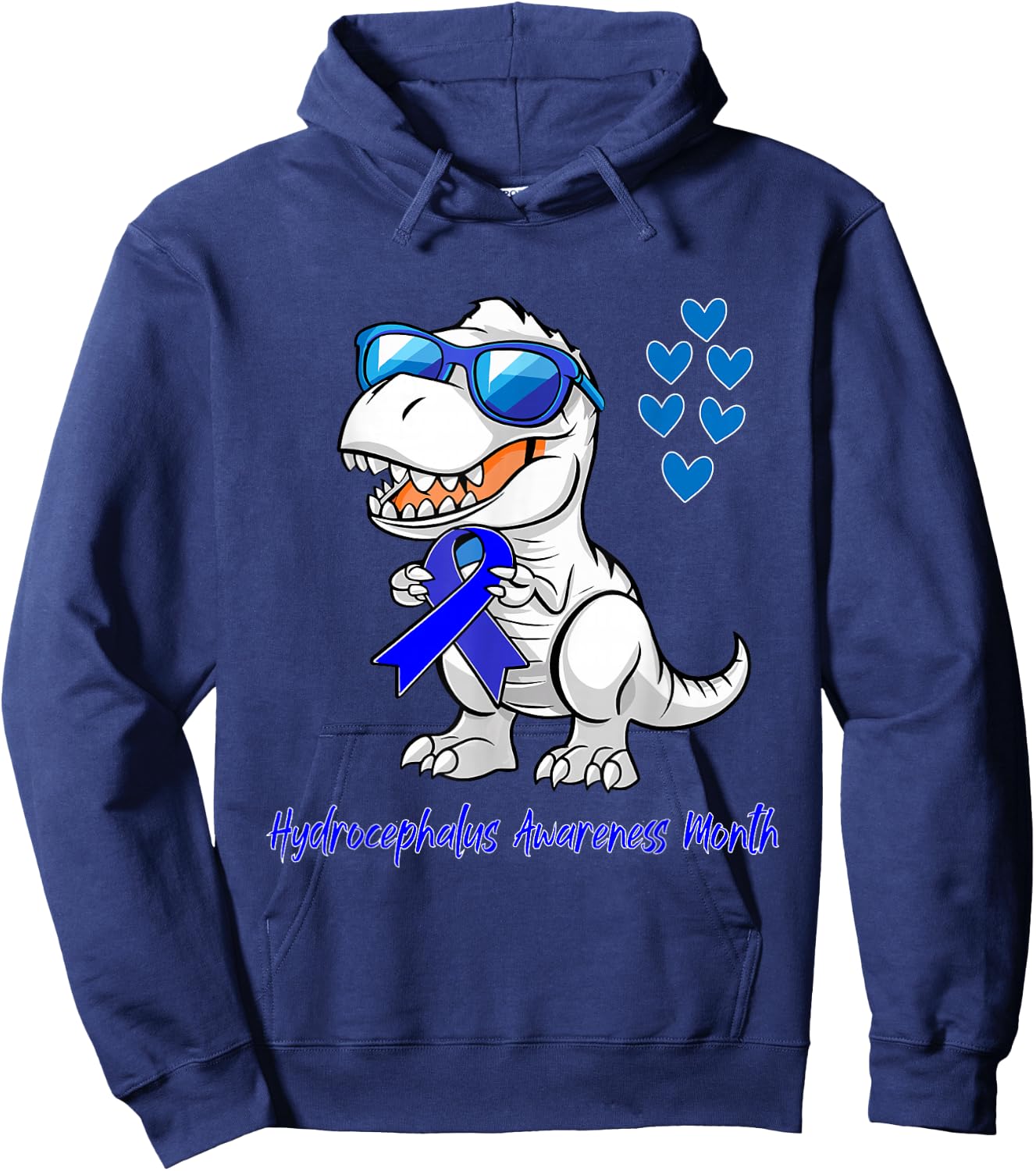 T-rex Dinosaur Hydrocephalus Awareness Month Dino Toddlers Hoodie - Hoodie | Navy