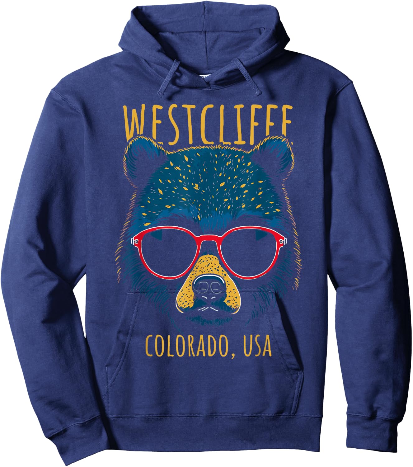 Westcliffe Colorado USA Bear Wearing Sunglasses Design Hoodie - Hoodie | Navy
