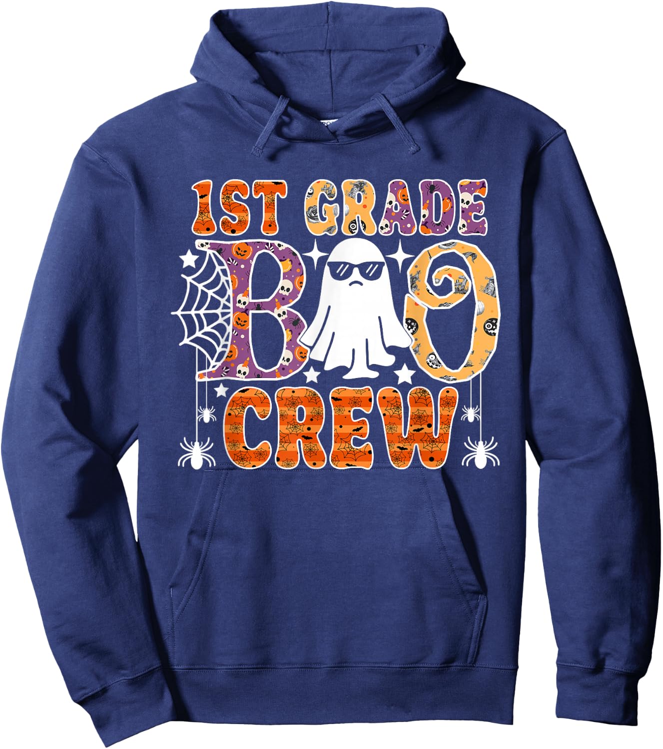 1st Grade Boo Crew Funny Halloween Teachers Students Hoodie - Hoodie | Navy