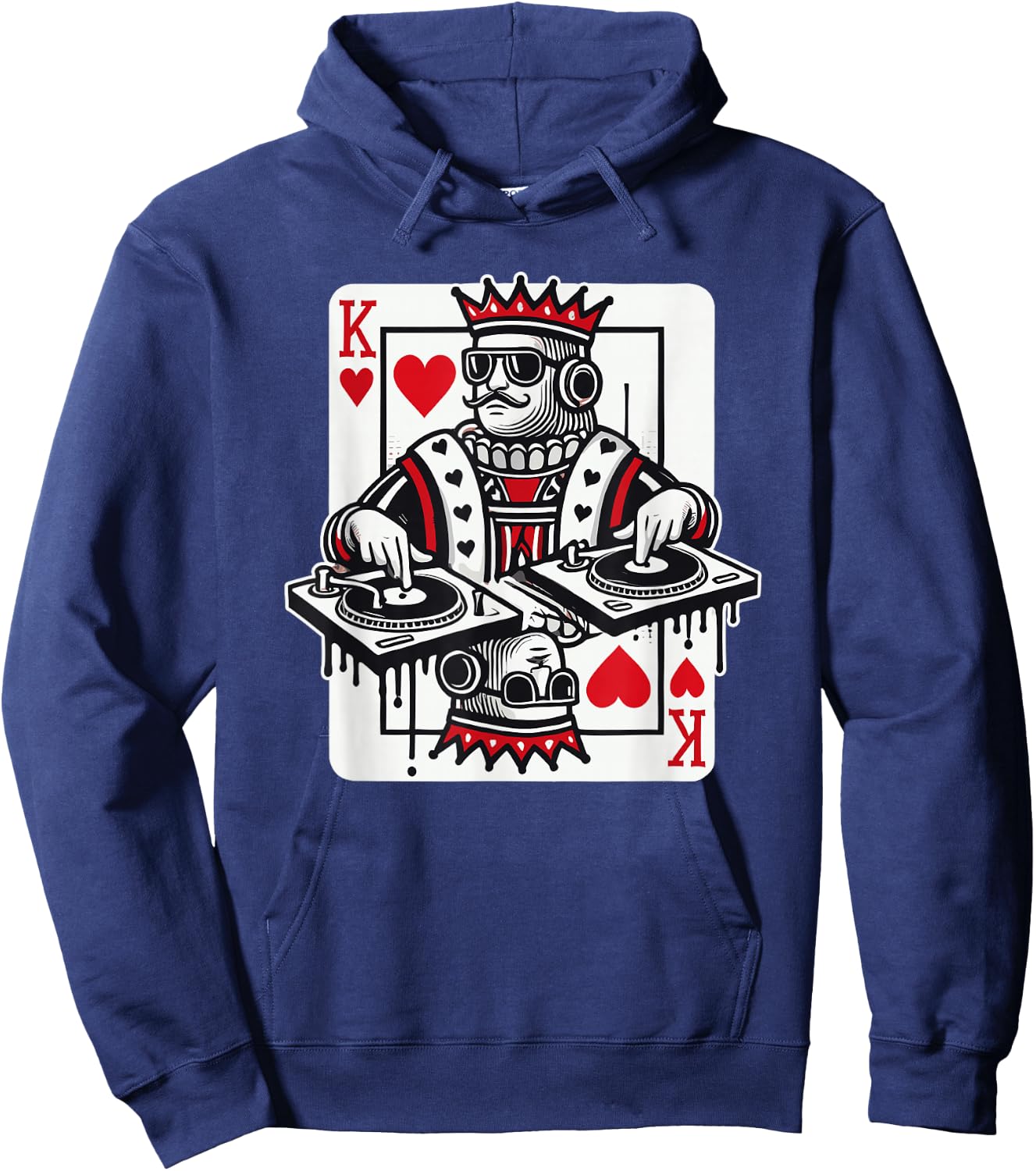 King Card Hearts Clubbing Disco Techno Outfit DJ King Card Hoodie - Hoodie | Navy