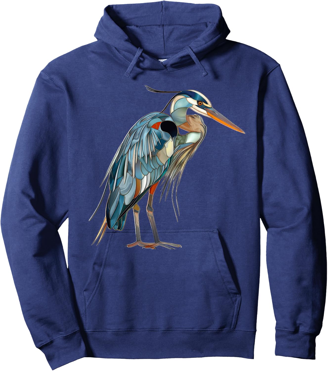 Great Blue Heron Stained Glass Hoodie - Hoodie | Navy