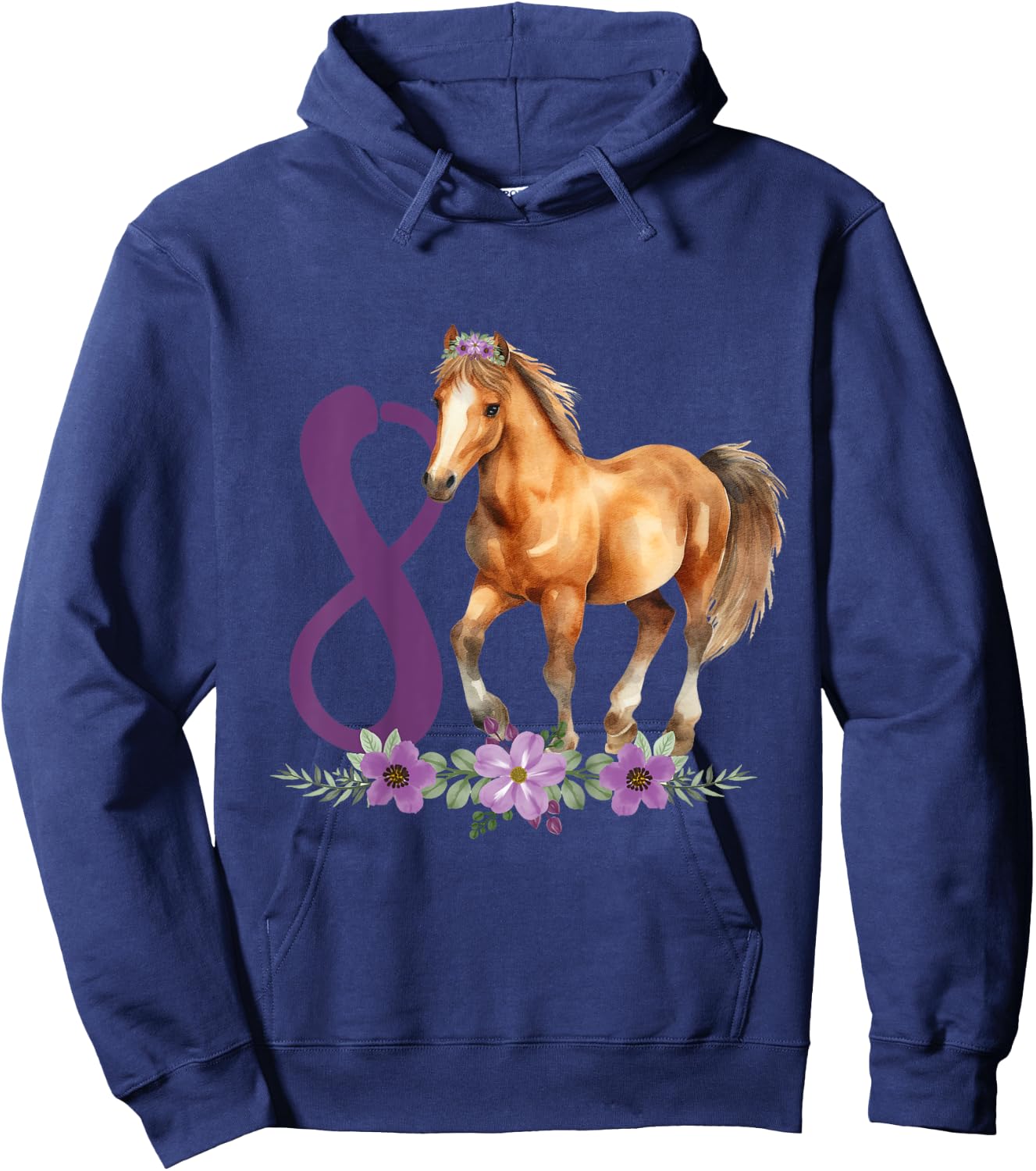 Kids 8th Birthday Horse 8 Years Old Eight Finally 8 Birthday Girl Hoodie - Hoodie | Navy