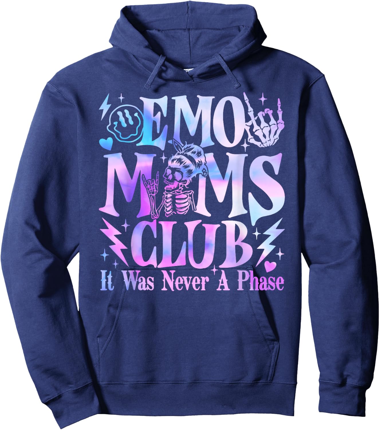 It Was Never A Phase Emo Moms Club Mother's Day Skeleton Hoodie - Hoodie | Navy